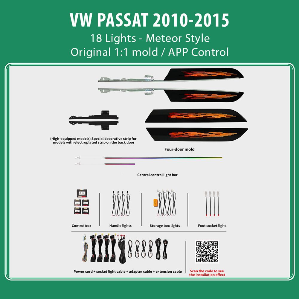 DIQ AMBIENT VW PASSAT DZ21M (Digital iQ Ambient Light for VW PASSAT mod. 2010-2015 with 18 Lights, Meteor)